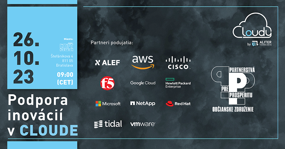 Aliter Technologies - CLOUDY: Podpora inovácií v cloude 2023 - podujatie na tickpo-sk