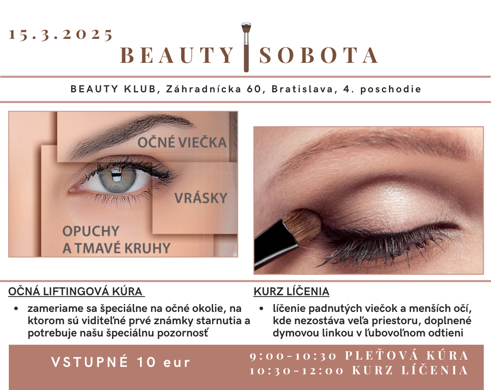 BEAUTY SOBOTA - očná liftingová kúra a líčenie padnutých viečok - podujatie na tickpo-sk
